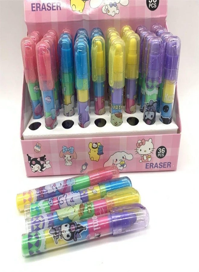 LA BELLEZA 4 Pcs Cartoon Stacking Erasers - Fun Pen Type Fancy Erasers for Kids, Non-Toxic, Perfect for Gifts & School Supplies - Image 3